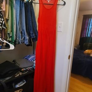 Red maxi dress with pockets